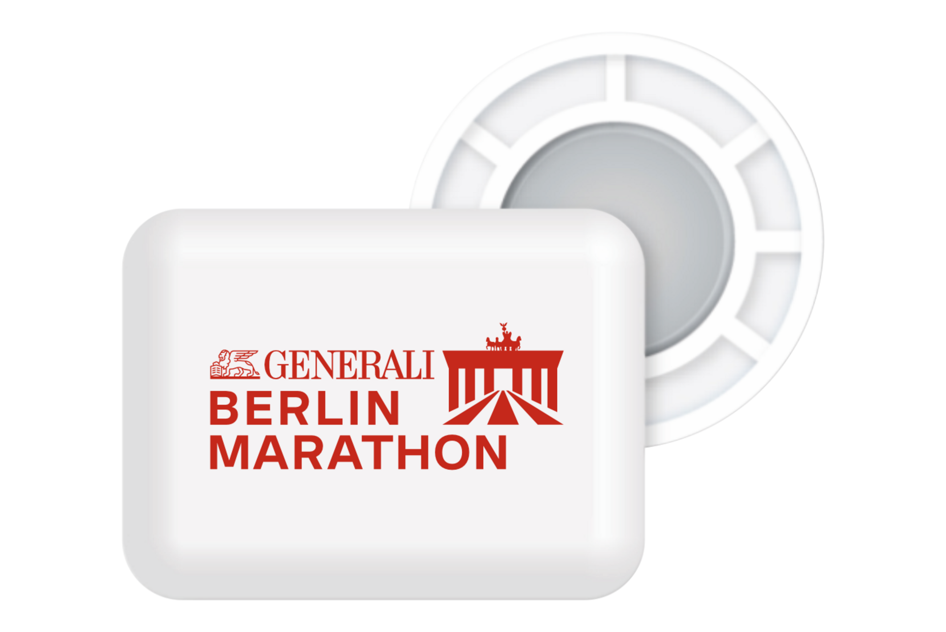 Startnummer-Magnete mit Logo des Marathons.
