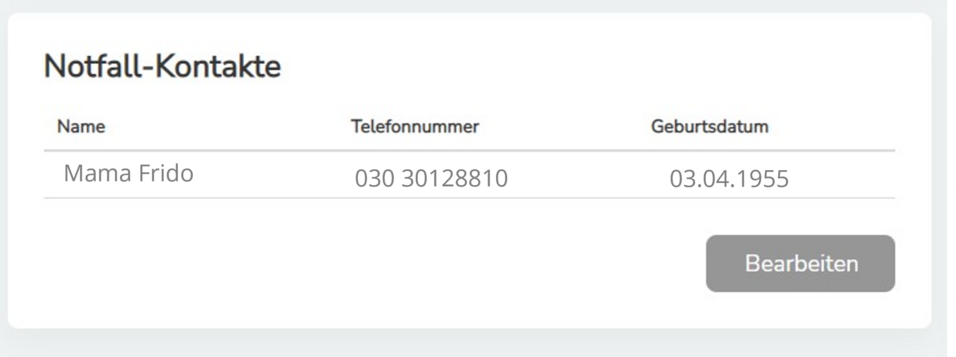 Notfallkontakte hinzufügen und bearbeiten. Klick um Bild zu vergrößern (öffnet Dialog).