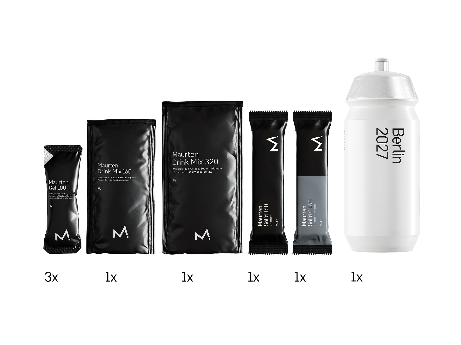 Inhalte des Maurten Race Packs.
