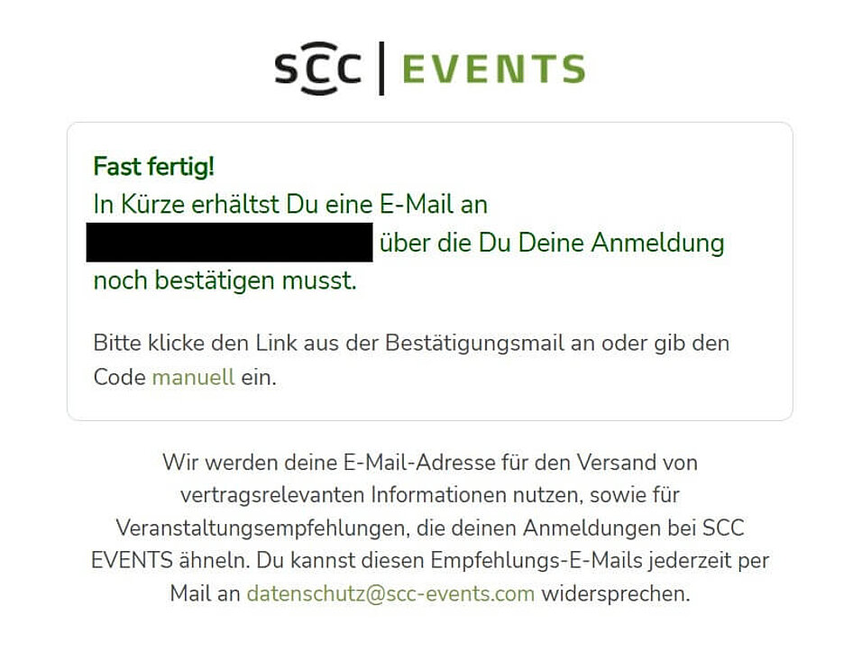 Erfolgsmeldung mit Titel "Fast Fertig!" Klick um Bild zu vergrößern (öffnet Dialog).
