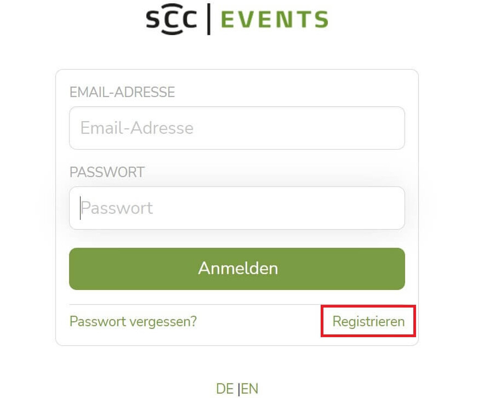 Login-Seite. Klick um Bild zu vergrößern (öffnet Dialog).
