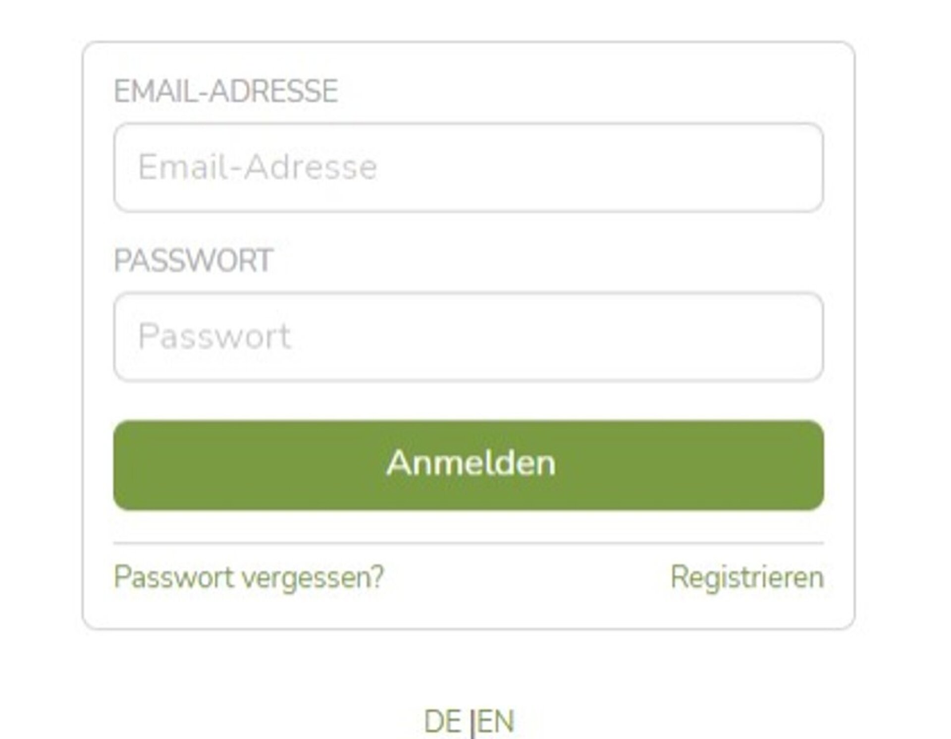 Login-Maske. Klick um Bild zu vergrößern (öffnet Dialog).