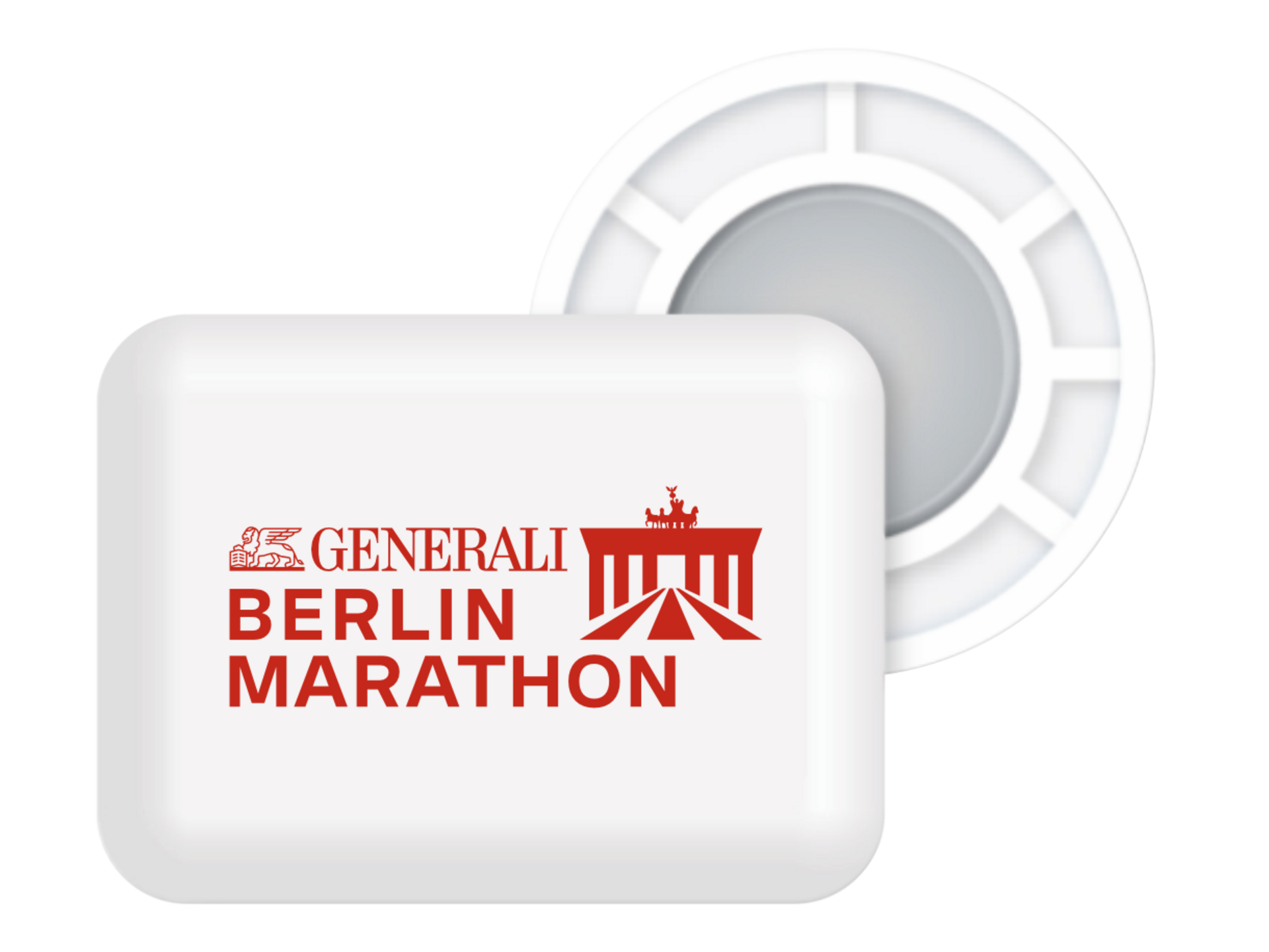 Startnummer-Magnete mit Logo des Marathons.
