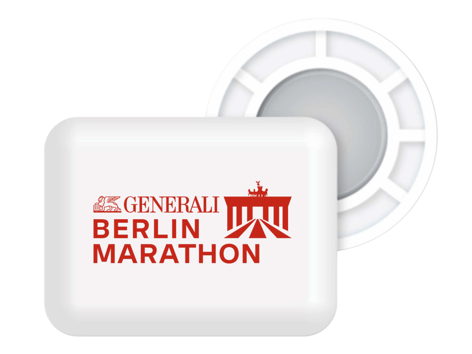 Bib magnets with the Marathon Logo.